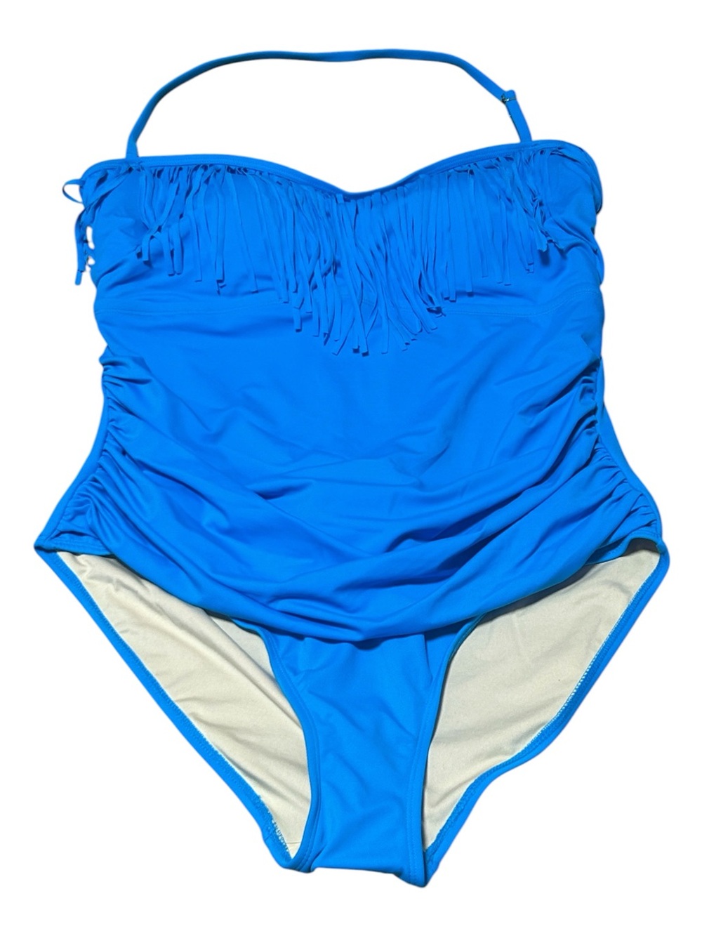 NWOT Kim Gravel Swimsuits for All Bright Blue Fringe One-Piece Swimsuit